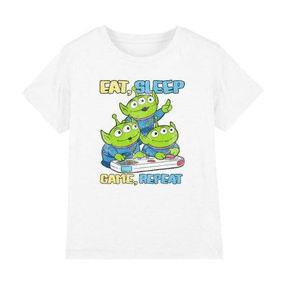 Front - Toy Story Boys Eat Sleep Game Repeat Aliens T-Shirt