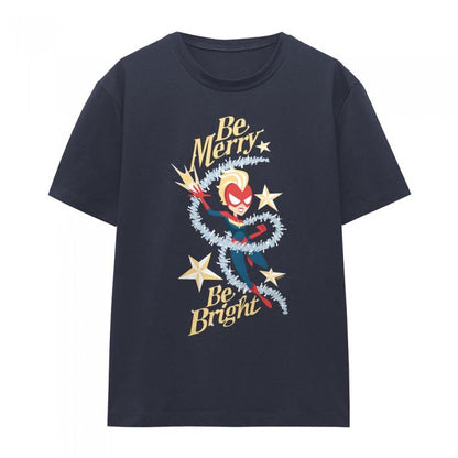 Front - Captain Marvel Womens/Ladies Be Merry Be Bright T-Shirt