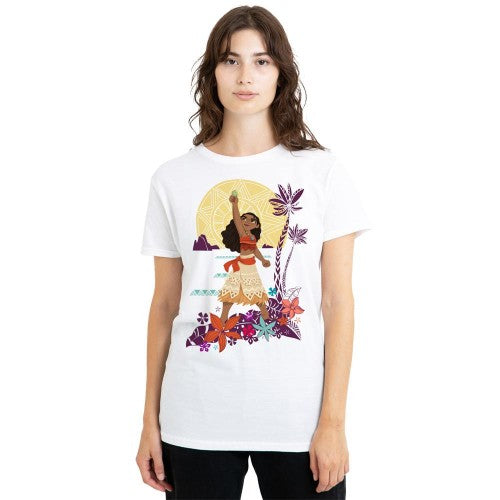 Front - Moana Womens/Ladies Heart Sunset T-Shirt