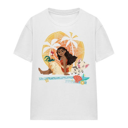 Front - Moana Womens/Ladies Sitting Sunset T-Shirt