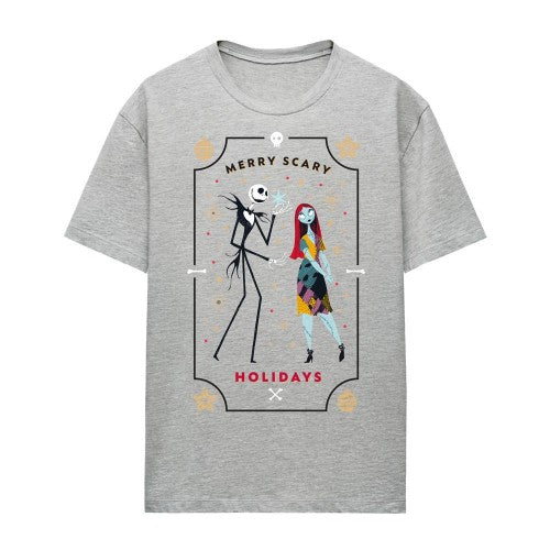 Front - The Nightmare Before Christmas Womens/Ladies Scary Holidays Jack and Sally Heather T-Shirt