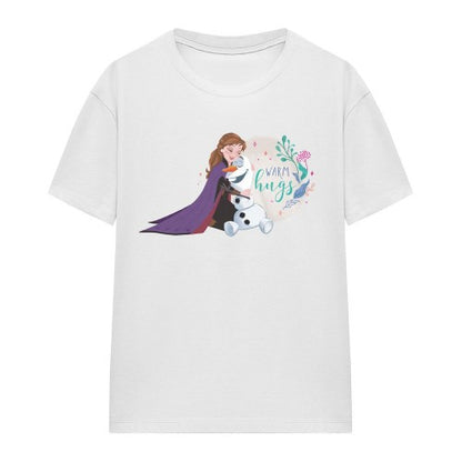 Front - Frozen Womens/Ladies Like Warm Hugs Anna And Olaf T-Shirt