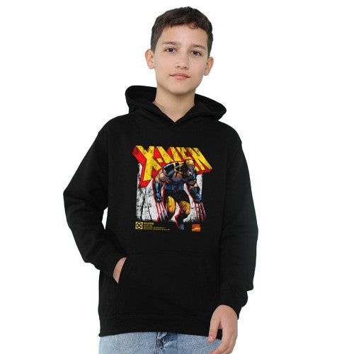 Front - X-Men Childrens/Kids Info Wolverine Pull Over Hoodie