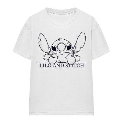 Front - Lilo & Stitch Womens/Ladies Relaxed Sketch T-Shirt