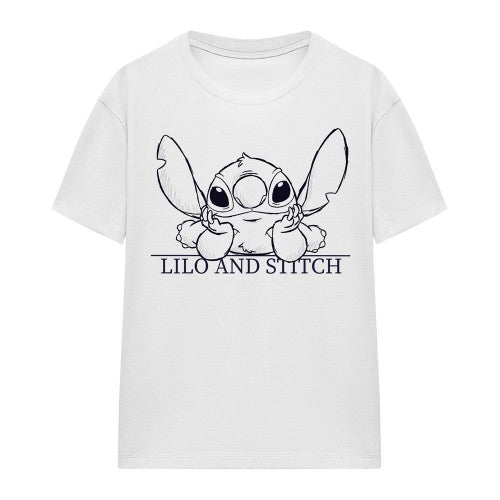 Front - Lilo & Stitch Womens/Ladies Relaxed Sketch T-Shirt