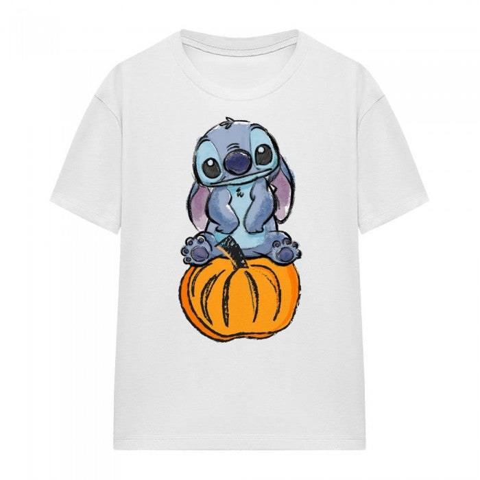Front - Lilo & Stitch Womens/Ladies Pumpkin Sketch T-Shirt