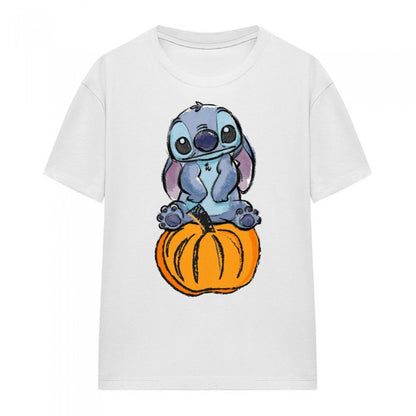 Front - Lilo & Stitch Womens/Ladies Pumpkin Sketch T-Shirt