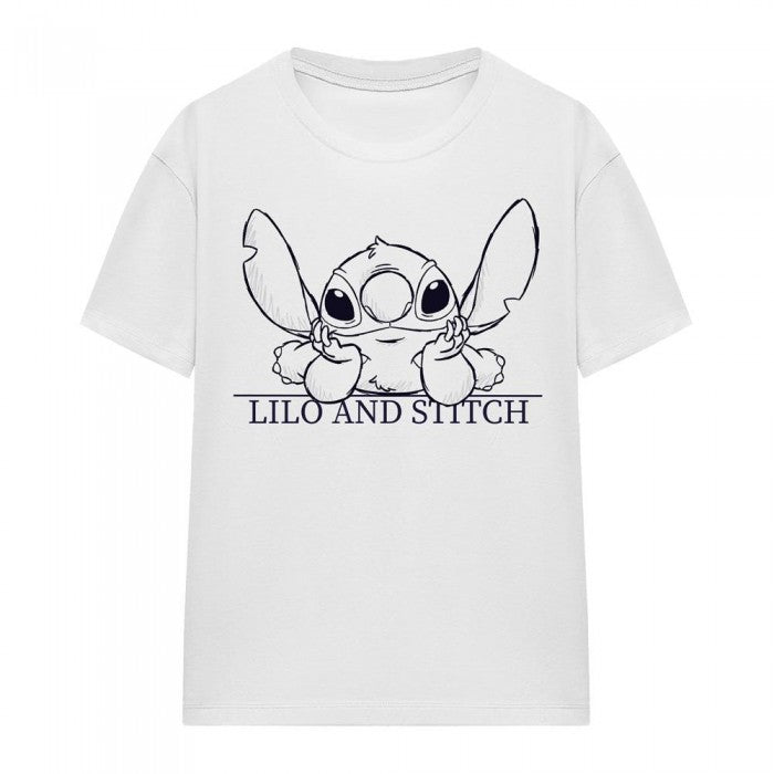Front - Lilo & Stitch Womens/Ladies Relaxed Sketch T-Shirt