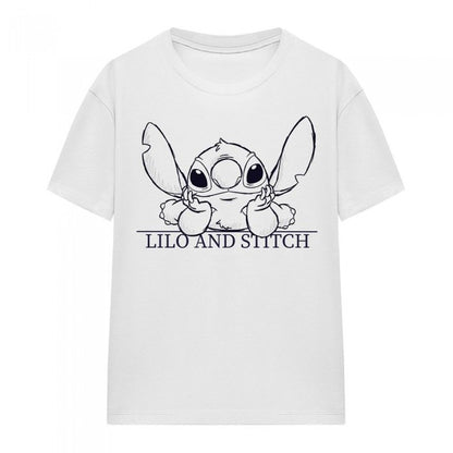 Front - Lilo & Stitch Womens/Ladies Relaxed Sketch T-Shirt