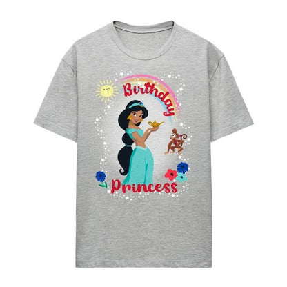 Front - Aladdin Womens/Ladies Birthday Princess Jasmine Abu Heather T-Shirt