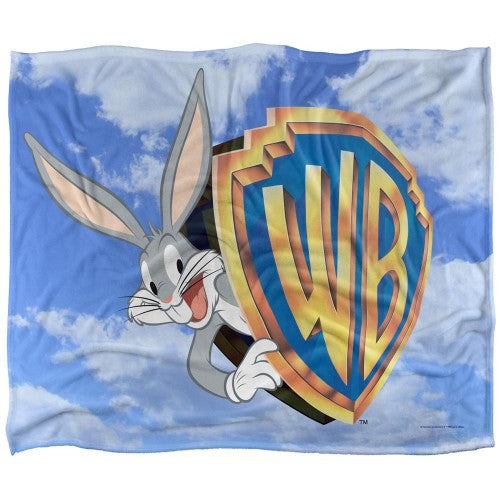 Front - Warner Bros Vault Silky Logo Bugs Bunny Supersoft Blanket