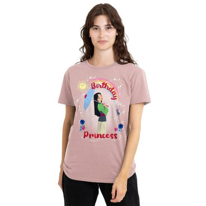 Front - Mulan Womens/Ladies Birthday Princess And Her Lucky Cricket T-Shirt
