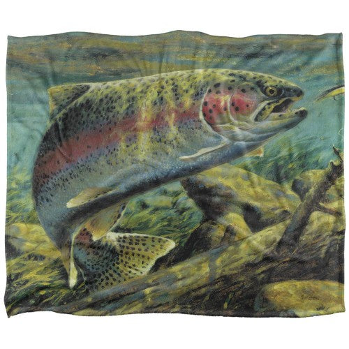 Front - Wild Wings Rainbow Trout 2 Silky Supersoft Blanket