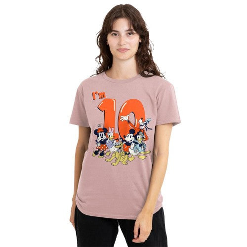 Front - Mickey Mouse & Friends Womens/Ladies Vintage Group 10th Birthday T-Shirt