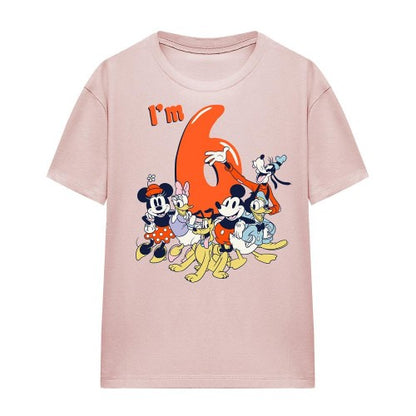 Front - Mickey Mouse & Friends Womens/Ladies Vintage Group 6th Birthday T-Shirt