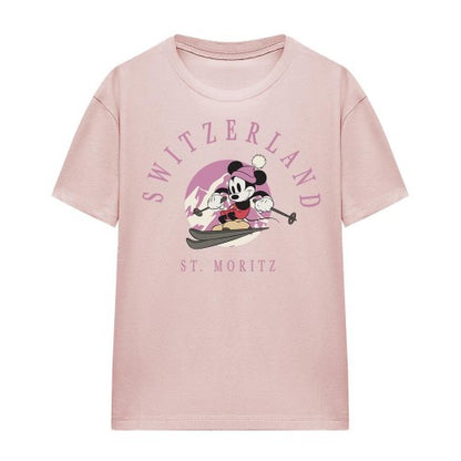 Front - Disney Womens/Ladies Switzerland Mickey Mouse T-Shirt