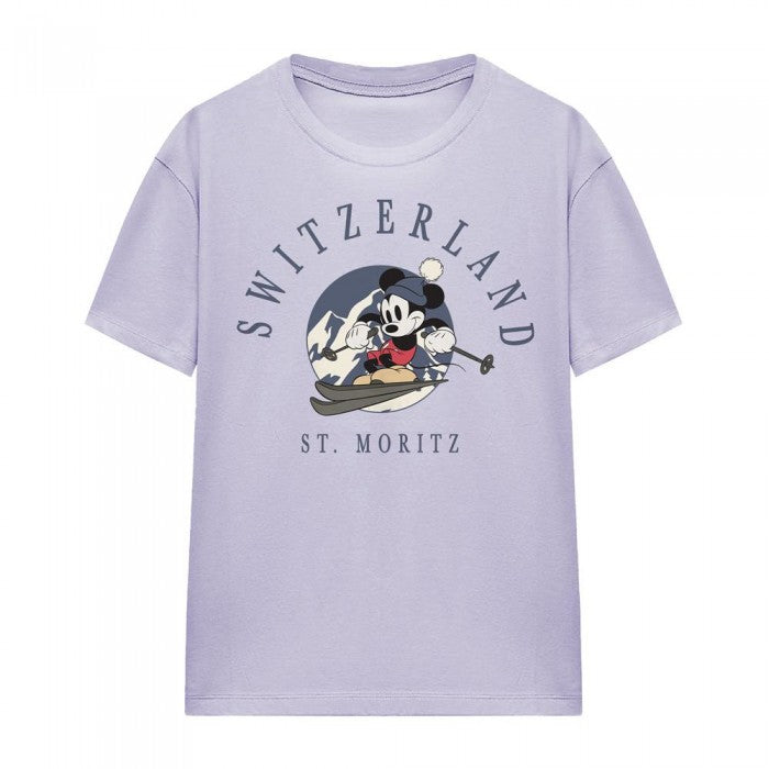 Front - Disney Womens/Ladies Switzerland Mickey Mouse T-Shirt