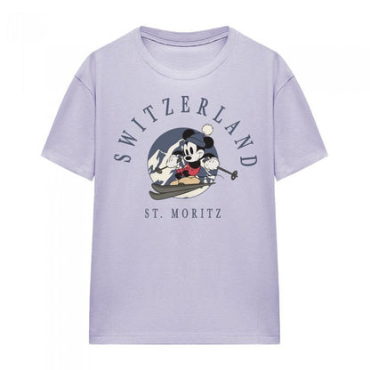 Front - Disney Womens/Ladies Switzerland Mickey Mouse T-Shirt