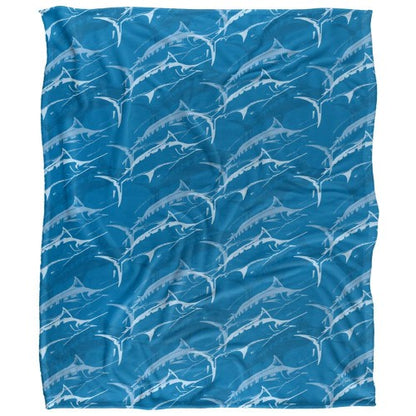 Front - JQ Licensing Marlin Silky Mosaic Fish Supersoft Blanket