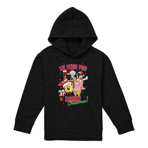 Front - SpongeBob SquarePants Childrens/Kids Crabby Christmas Pullover Hoodie