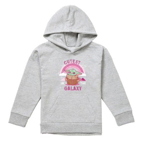 Front - Star Wars Childrens/Kids Cutest In The Galaxy Grogu Heather Pullover Hoodie