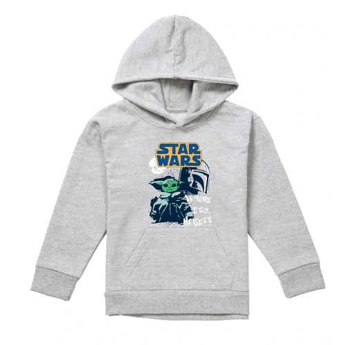 Front - Star Wars Childrens/Kids Swipe Grogu Heather Pullover Hoodie