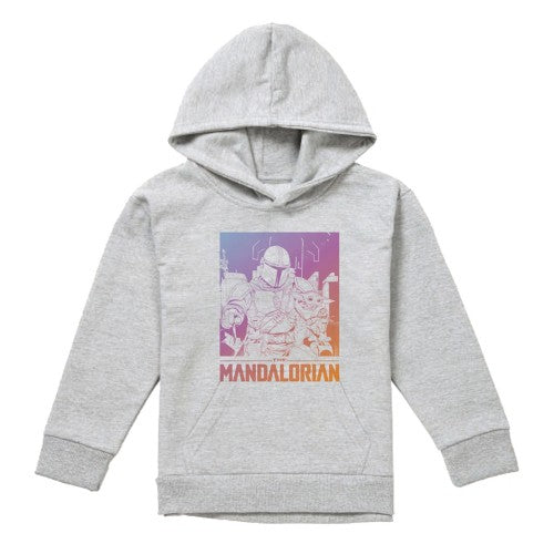 Front - Star Wars Mandalorian Childrens/Kids Gradient Heather Hoodie
