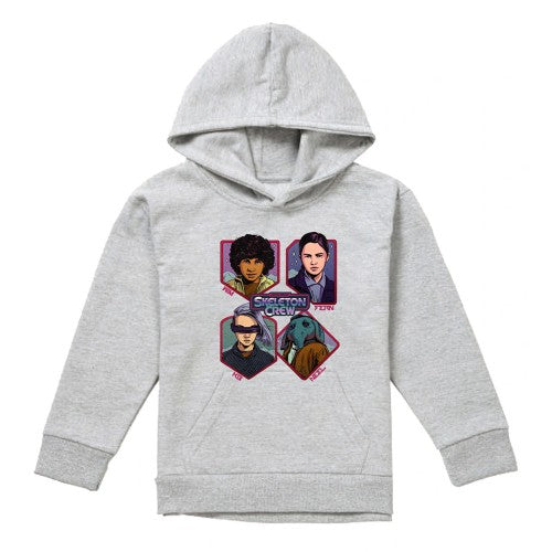 Front - Star Wars: Skeleton Crew Childrens/Kids Badge Heather Pullover Hoodie