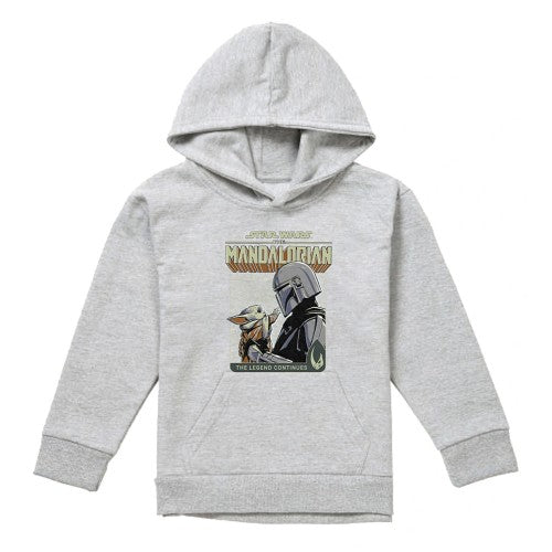 Front - Star Wars The Mandalorian Childrens/Kids Legend Continues Grogu Heather Pullover Hoodie