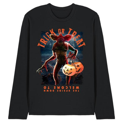 Front - Stranger Things Unisex Adult Trick Or Treat Demogorgon Long-Sleeved T-Shirt