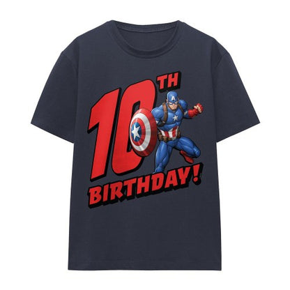 Front - Captain America Womens/Ladies 10th Birthday T-Shirt