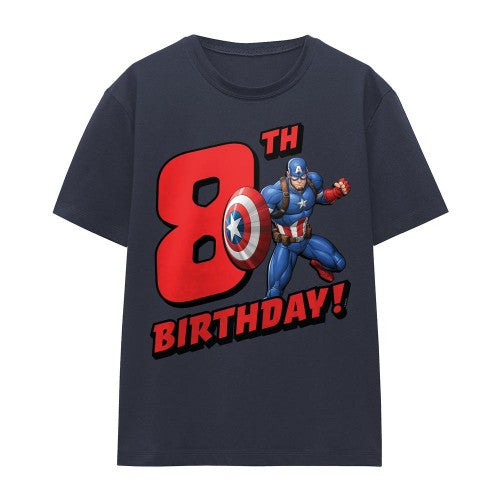Front - Captain America Womens/Ladies 8th Birthday T-Shirt