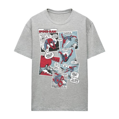 Front - Spider-Man Womens/Ladies Panel Collage Heather T-Shirt