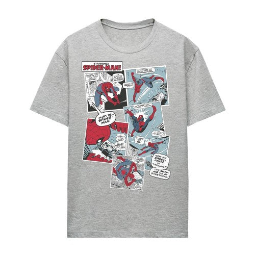 Front - Spider-Man Womens/Ladies Panel Collage Heather T-Shirt
