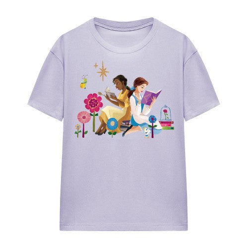 Front - Disney Princess Womens/Ladies Love To Read Tiana & Belle T-Shirt
