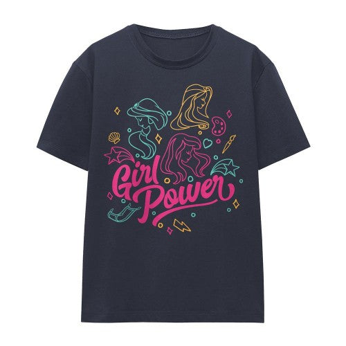 Front - Disney Princess Womens/Ladies Jasmine Rapunzel Ariel Line Art T-Shirt