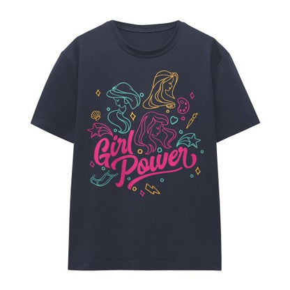 Front - Disney Princess Womens/Ladies Jasmine Rapunzel Ariel Line Art T-Shirt