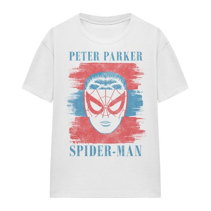 Front - Spider-Man Womens/Ladies Peter Parker Stripe T-Shirt