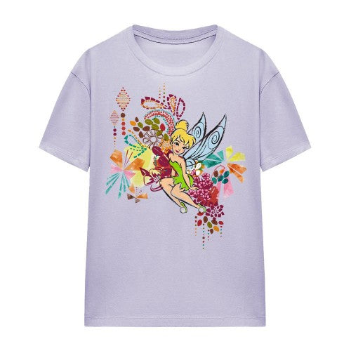 Front - Disney Fairies Womens/Ladies Tinker Bell Geometric Floral T-Shirt