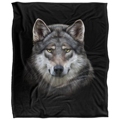 Front - JQ Licensing En Silky Wolf Head Supersoft Blanket