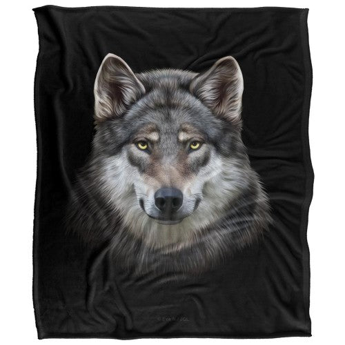 Front - JQ Licensing En Silky Wolf Head Supersoft Blanket