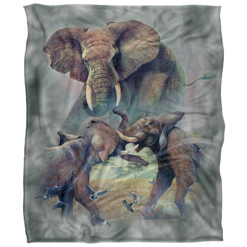 Front - JQ Licensing Silky Fighting Elephants Supersoft Blanket