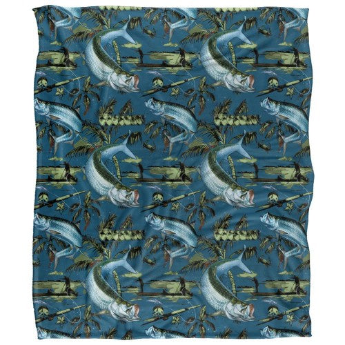 Front - JQ Licensing Jl-Jp-Jq Silky Tiki Flower Fishing Supersoft Blanket