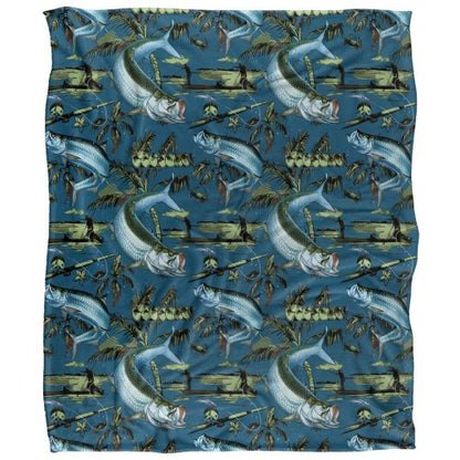 Front - JQ Licensing Jl-Jp-Jq Silky Tiki Flower Fishing Supersoft Blanket