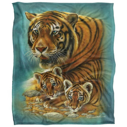 Front - JQ Licensing Silky Tiger & Cubs Supersoft Blanket