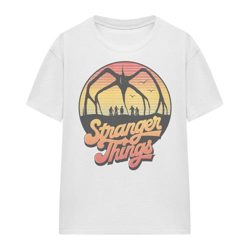Front - Stranger Things Womens/Ladies 80s Sunset Group Mind Flayer T-Shirt