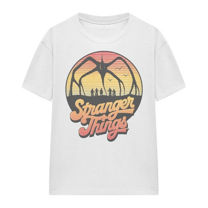 Front - Stranger Things Womens/Ladies 80s Sunset Group Mind Flayer T-Shirt
