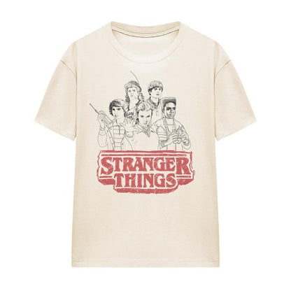 Front - Stranger Things Womens/Ladies Group Sketch Logo T-Shirt