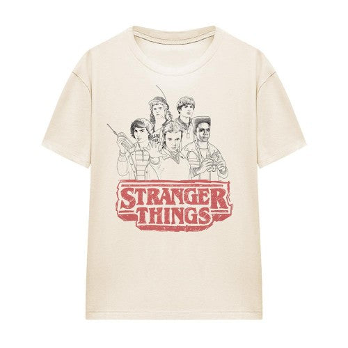 Front - Stranger Things Womens/Ladies Group Sketch Logo T-Shirt