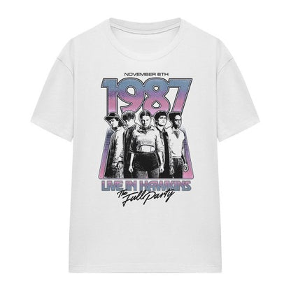 Front - Stranger Things Womens/Ladies Hawkins 1987 Group Tour Poster T-Shirt